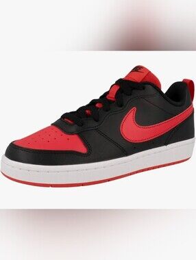 NIB Nike Court Borough Low 2 GS Bred Black University Red - Size 7Y / Women’s 8